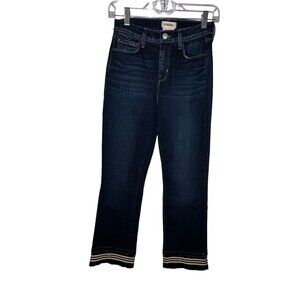 L”agence Women Jada Carson Mid Rise Wide Leg Distressed Gold Metallic Striped 25